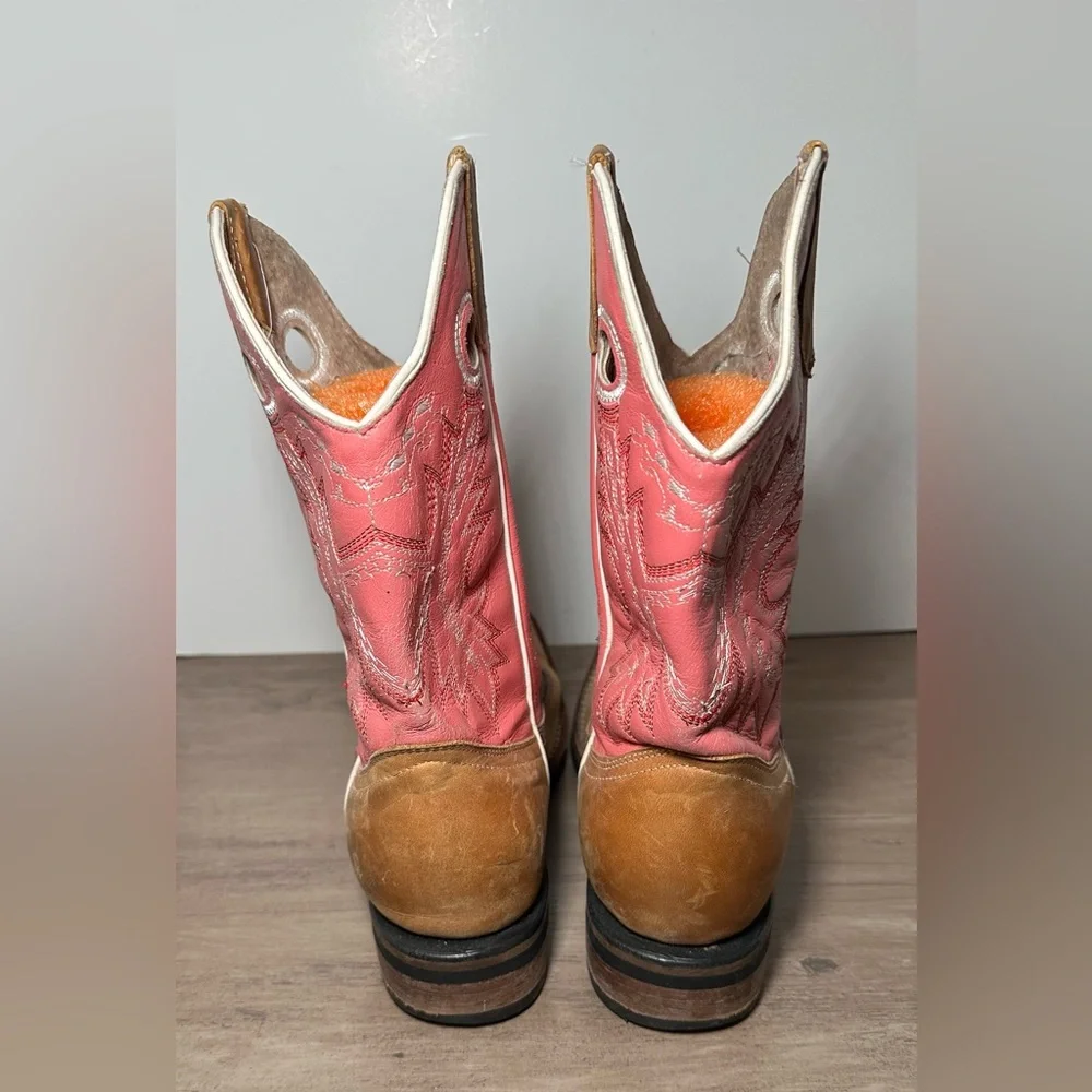 JHon‎ Davis Youth Pink/Brown/Leather Western Boots *See Measurement.